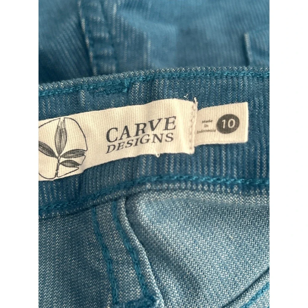 Carve Designs Oahu Teal Blue Corduroy Frayed Hem Shorts High Rise Size 10